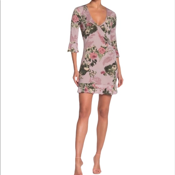 BCBGeneration Faux Wrap Floral Dress Med. - Picture 2 of 9